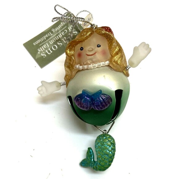 Seasons of Cannon Falls Ornament Mermaid Bell Christmas Coastal Beach NWT - Picture 7 of 10